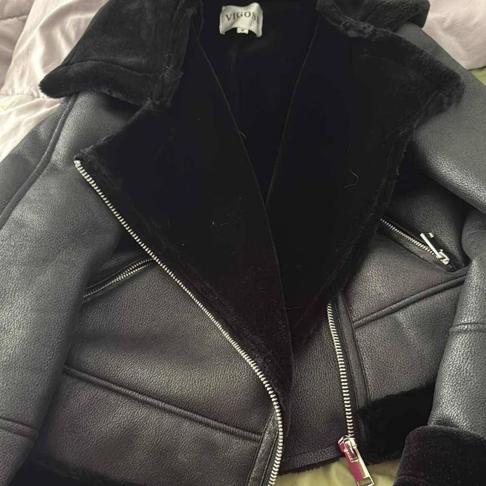 Vigoss Black Leather Motorcycle Jacket